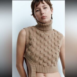 Zara Textured Cropped Knit Vest